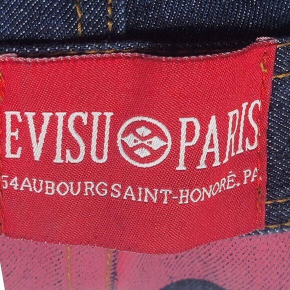EVISU Jeans Men 38 Blue Paris Denim Vintage Cotton Baggy Hip Hop Retro Rare Y2K - Picture 9 of 11